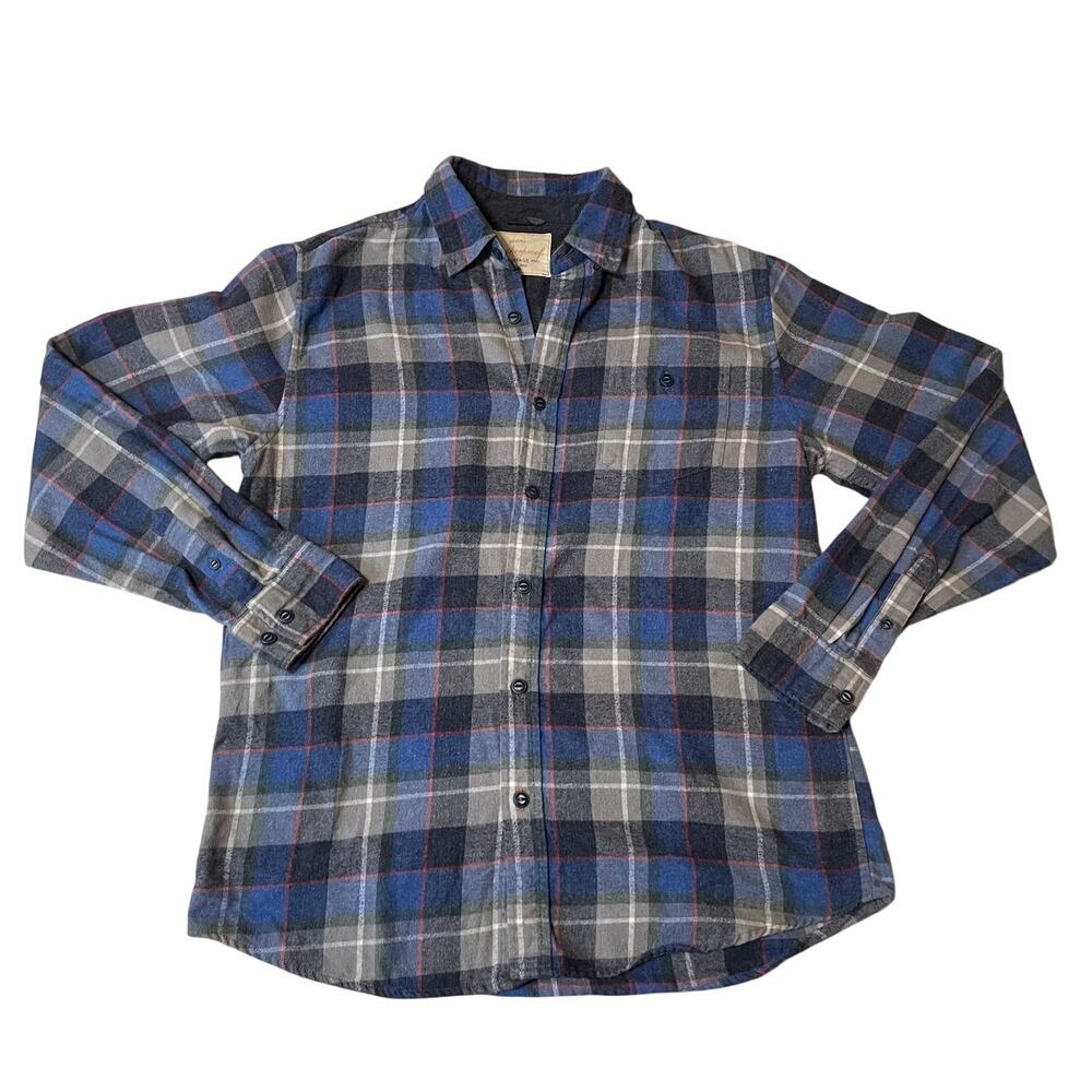 Weatherproof Men's Blue Plaid Classic Cozy Long Sleeve Flannel Shirt Medium